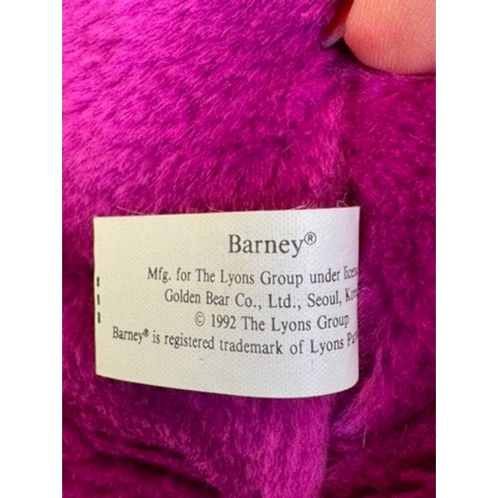 Barney Vintage 1990s Plush with Warehouse Inventory Tag-NWT - Picture 6 of 7